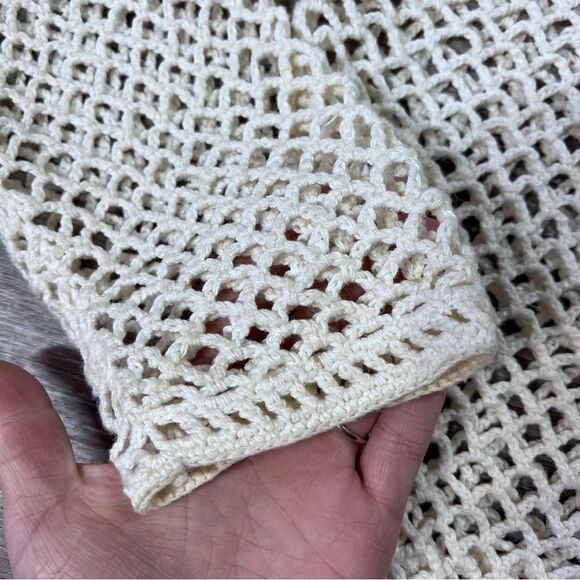 Vintage crochet 90’s cardigan with 3d flowers & pearls cottagecore dainty S‎ - Picture 8 of 8